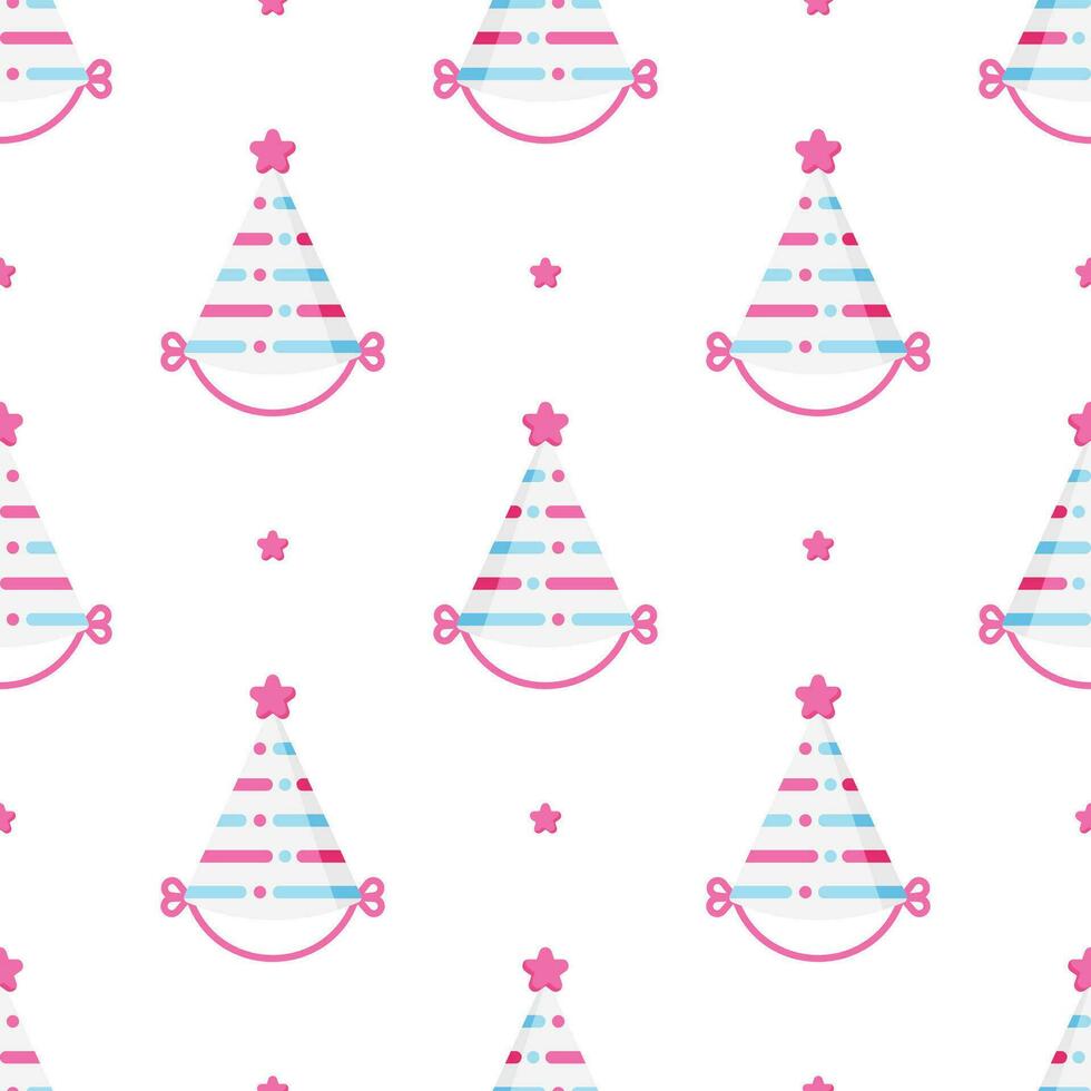 Cute Party hats seamless pattern on white background. vector