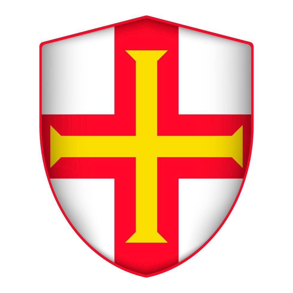 Guernsey flag in shield shape. Vector illustration.
