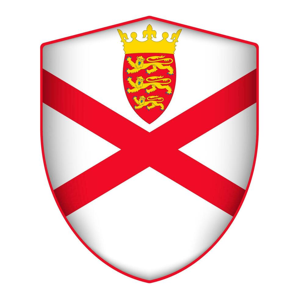 Jersey flag in shield shape. Vector illustration.