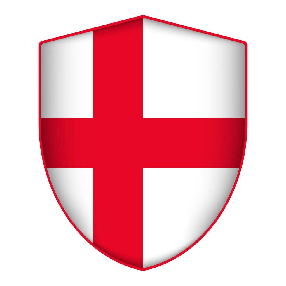 England flag in shield shape. Vector illustration.