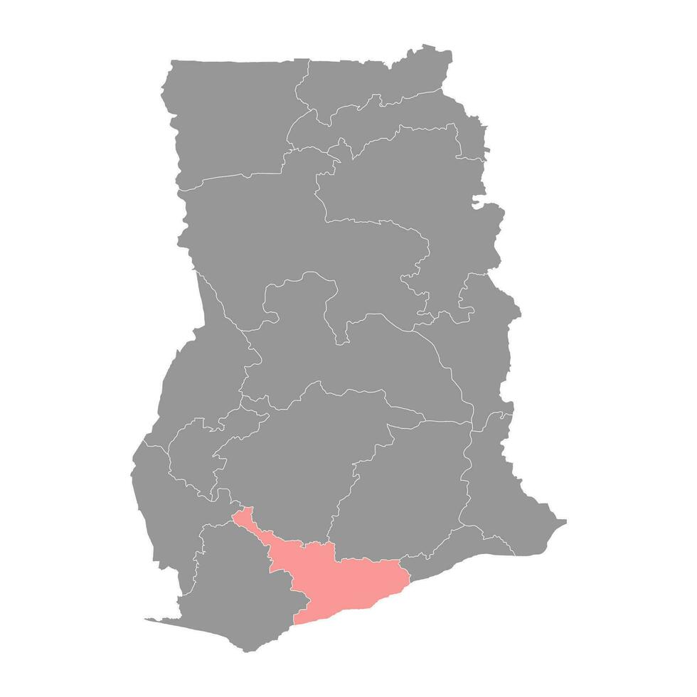 central región mapa, administrativo división de Ghana. vector ilustración.