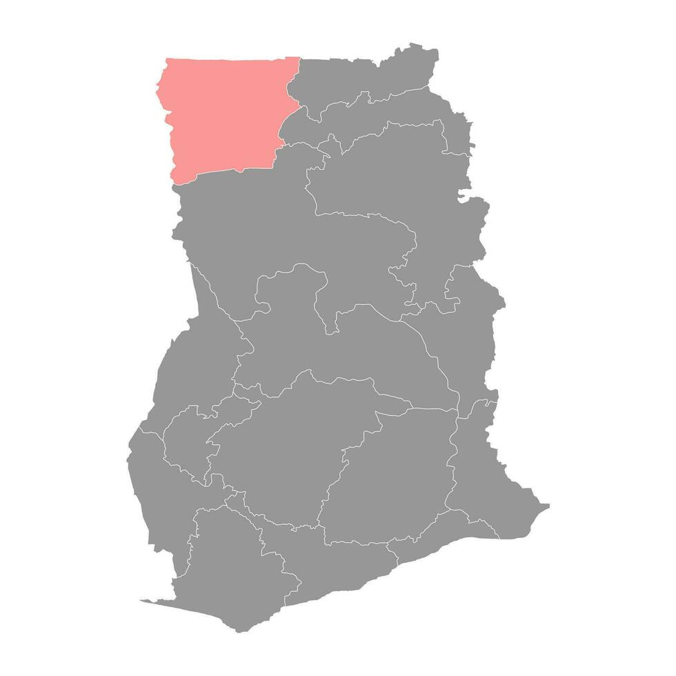 Superior Oeste región mapa, administrativo división de Ghana. vector ilustración.