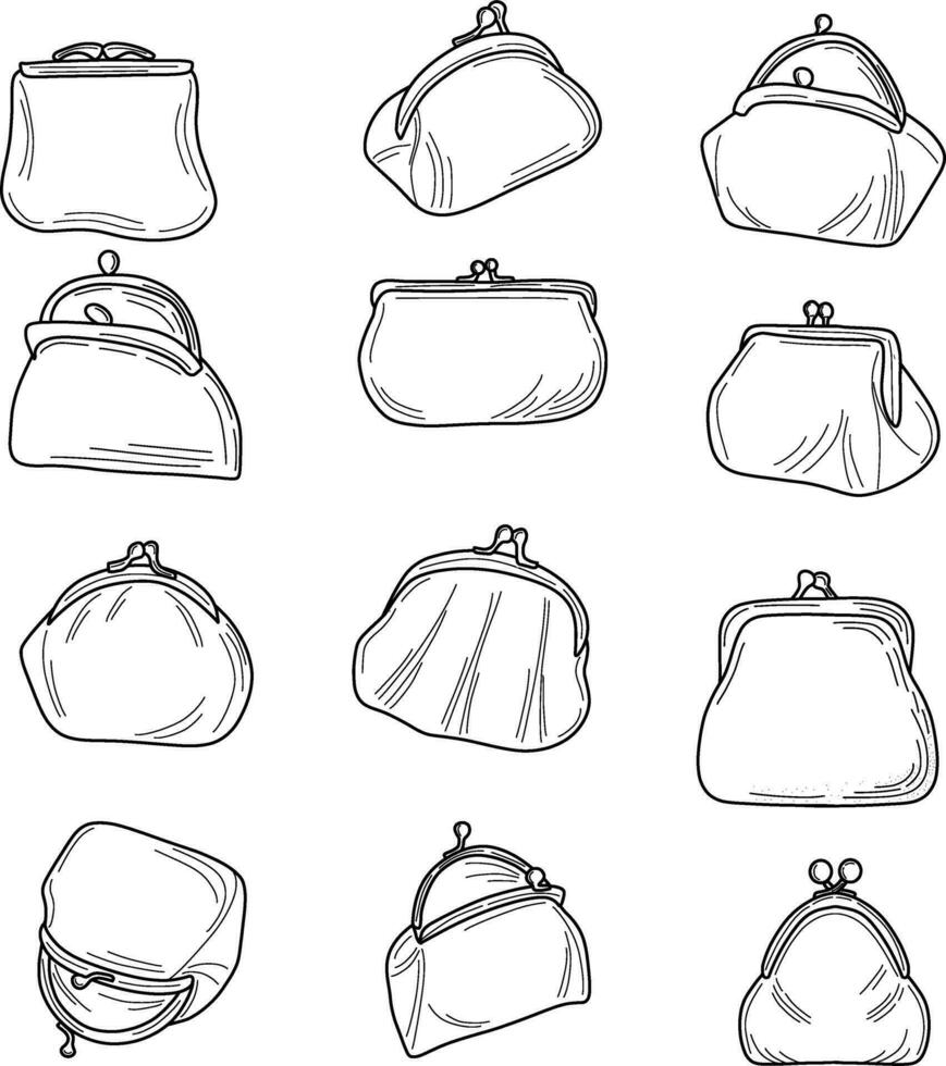 Set Of Purse Outline vector