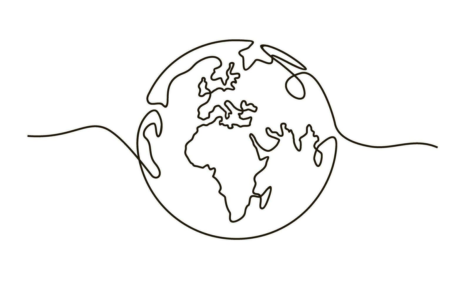 Globe. Earth globe one line drawing of world map minimalist vector illustration isolated on white background. Continuous line drawing.