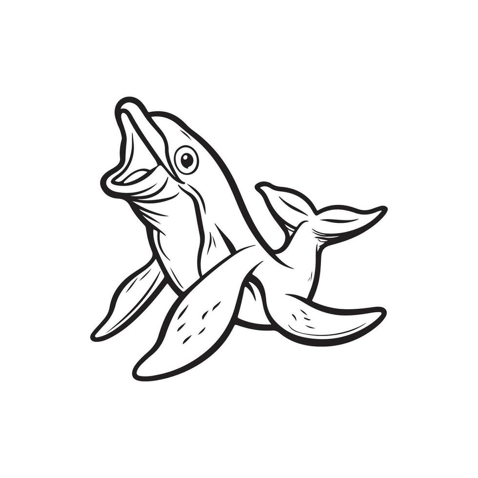 Dolphin sea animal sketch hand drawn in doodle Vector Image