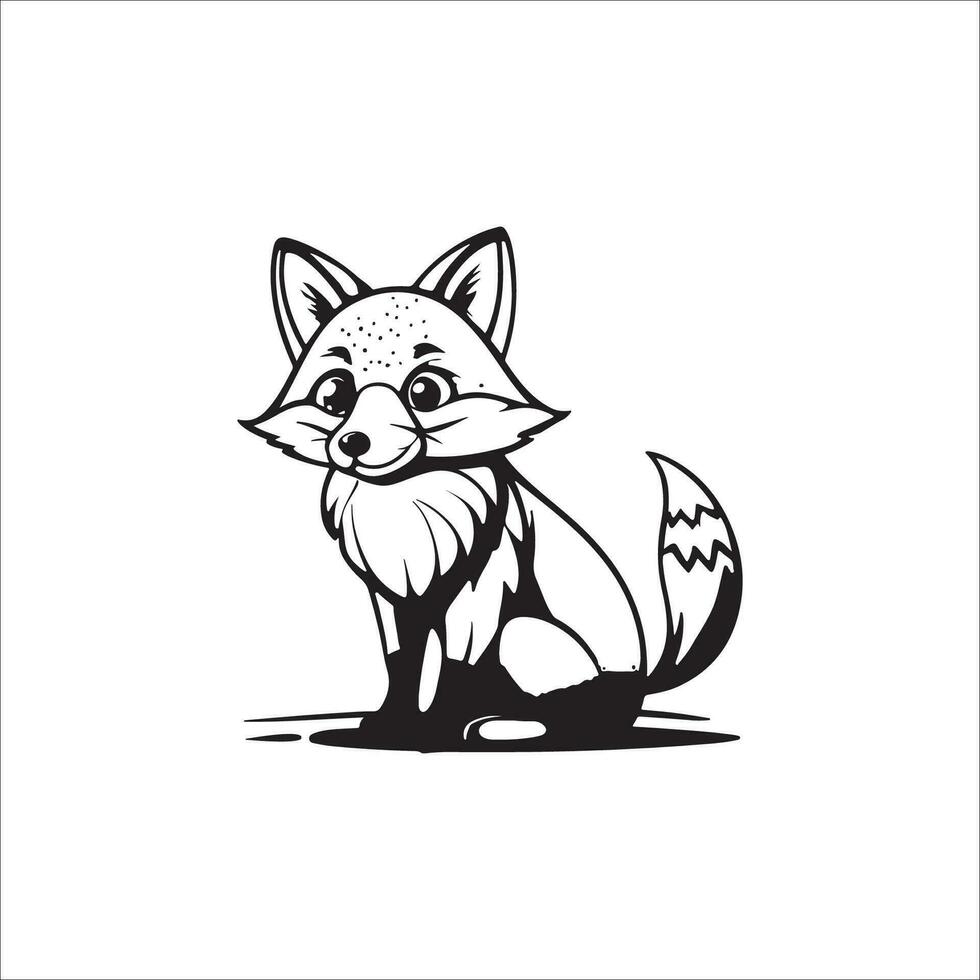 Fox cartoon character, illustration for coloring book page vector