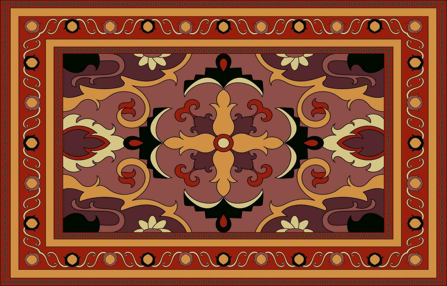 Red carpet, Persian carpet, ethnic motifs. Indigenous people. vector