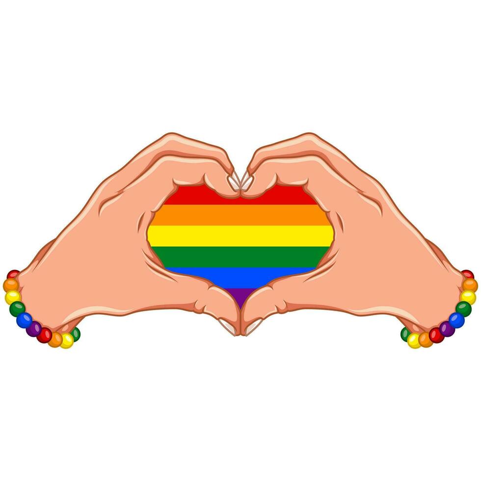 Vector design Hands forming a heart, as a symbol of LGBT pride