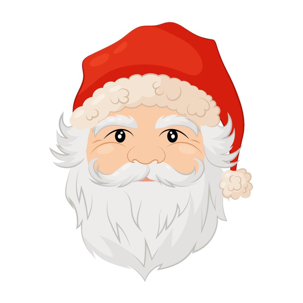 Santa Claus. Santa portrait in flat style on white background. Christmas vector illustration.