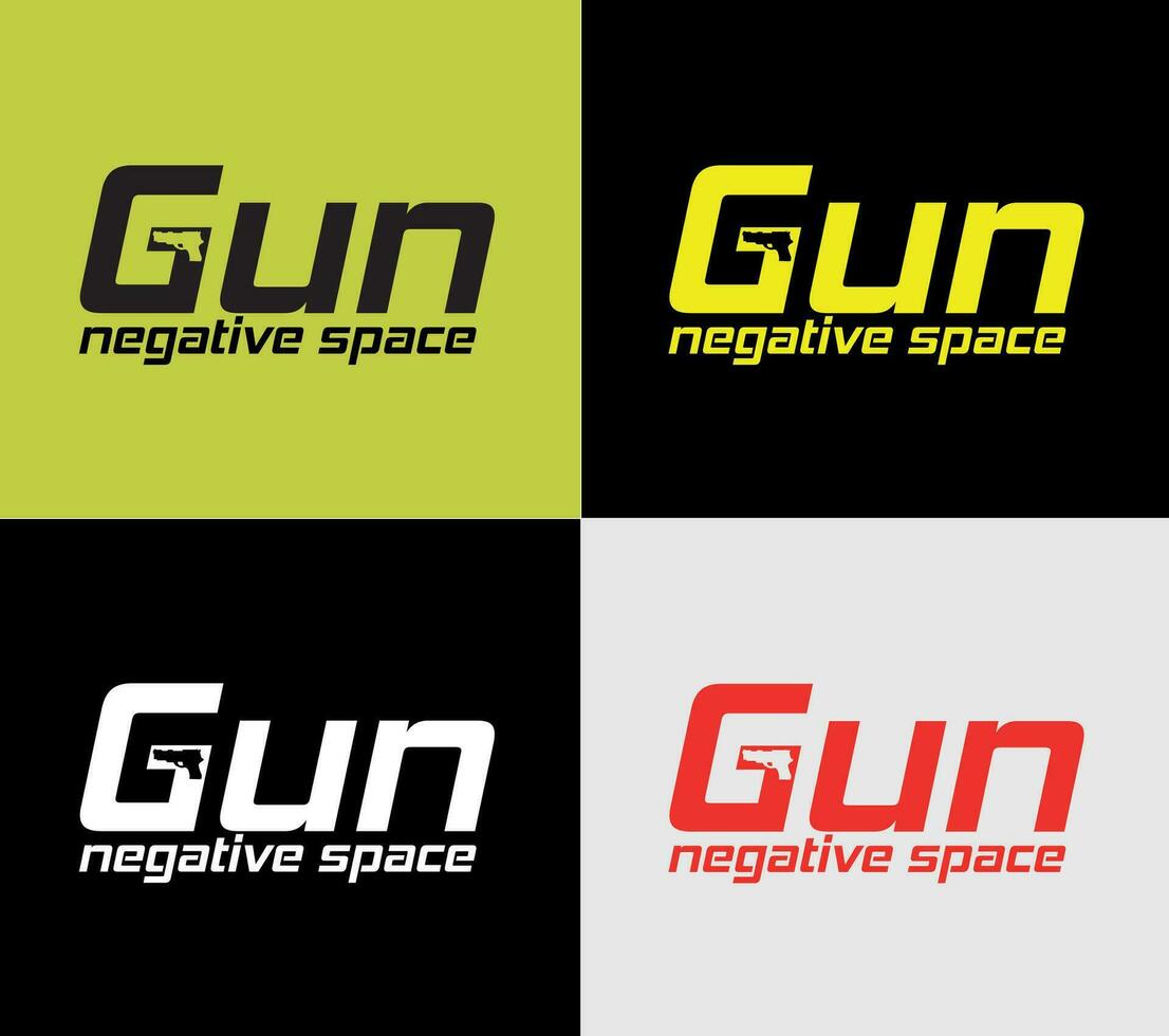 Gun negative  logotype, elements color variation abstract icon. Modern logotype, business template. vector