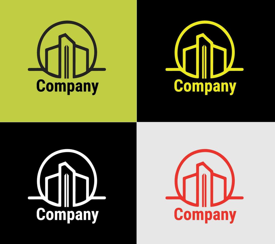 edificio logotipo, elementos color variación resumen icono. moderno logotipo, negocio modelo. vector