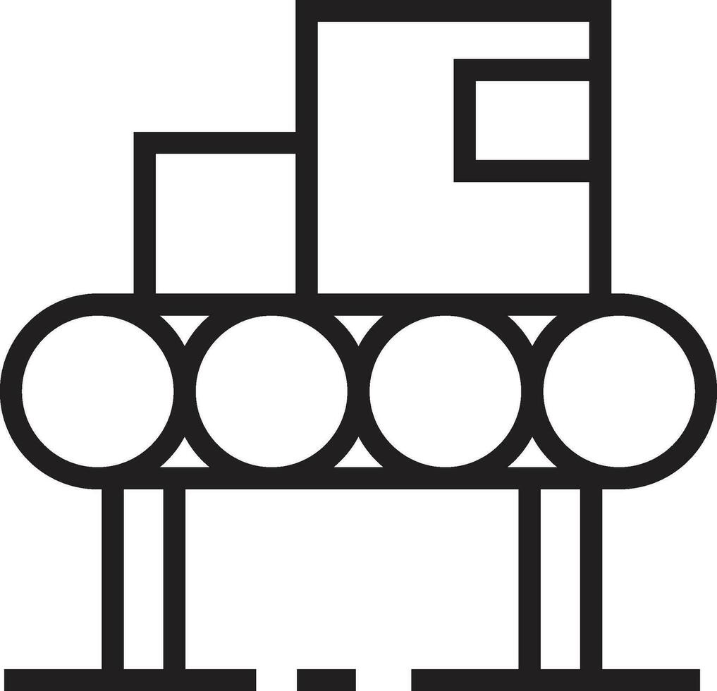 Box on conveyor belt icon. Conveyor belt for parcels icon vector