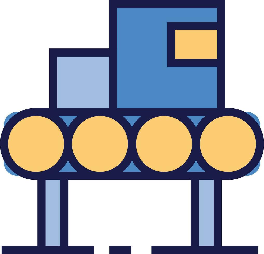 Box on conveyor belt icon. Conveyor belt for parcels icon vector