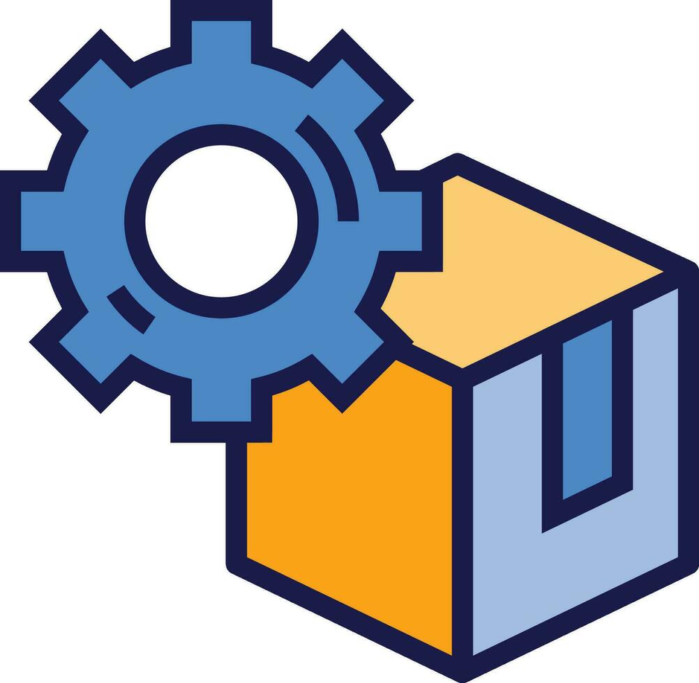 Parcel with Gear Icon.  Delivery Service Setting vector