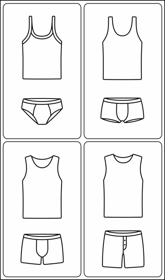 de los hombres ropa interior. tanque parte superior y Boxer pantalones. ropa línea icono. vector ilustración.