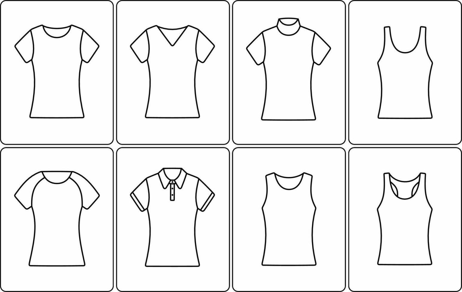 De las mujeres camiseta, camiseta, suéter tipo con cuello de tortuga. ropa línea icono. vector ilustración.