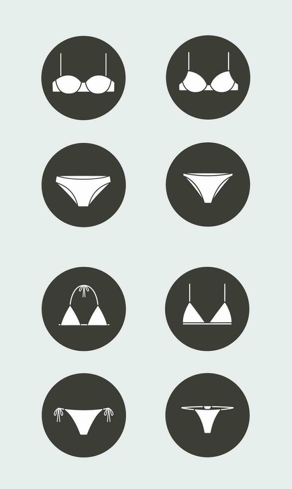 Women's lingerie. Bra and panties icon in the circle. Vector illustration.