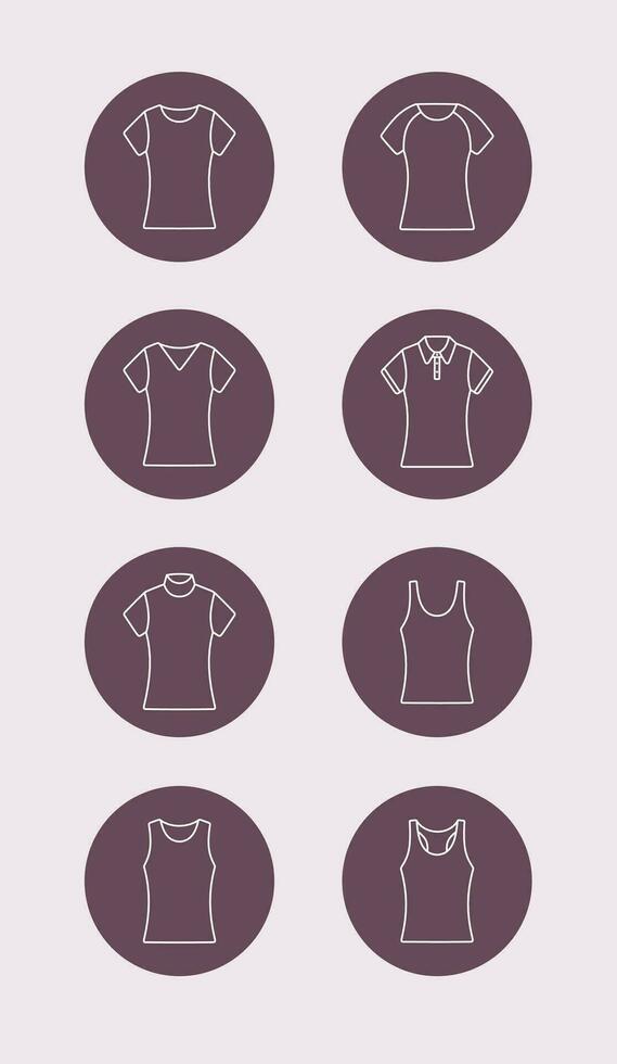 Women's t-shirt, singlet, turtleneck. Clothes line icon. Vector illustration.