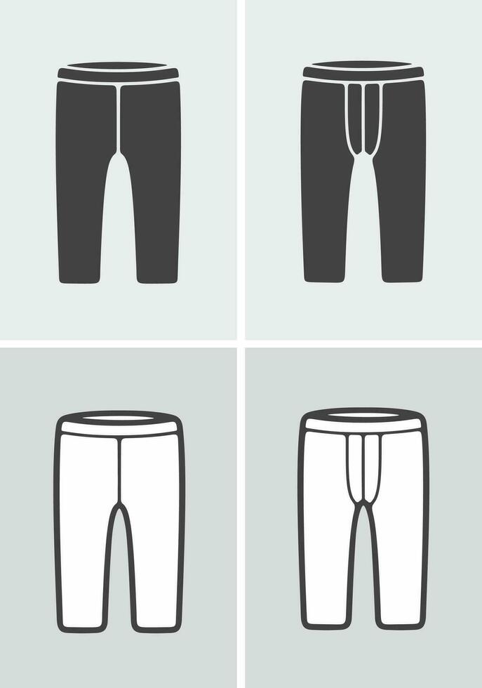 Women's and men's short leggings or bike pants. Clothes icon on a background. Vector illustration.