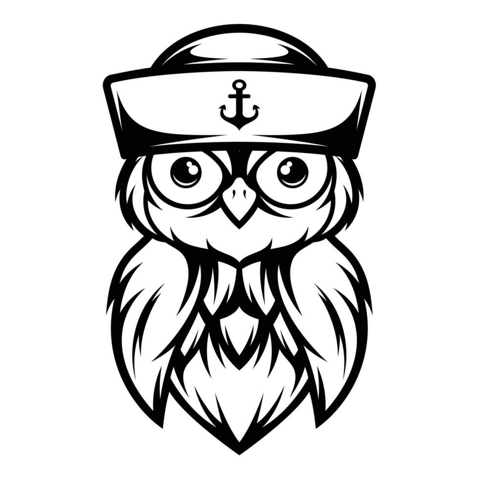 Owl Sailor Outline vector
