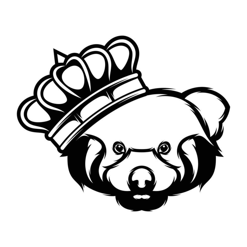 Red Panda King Outline vector