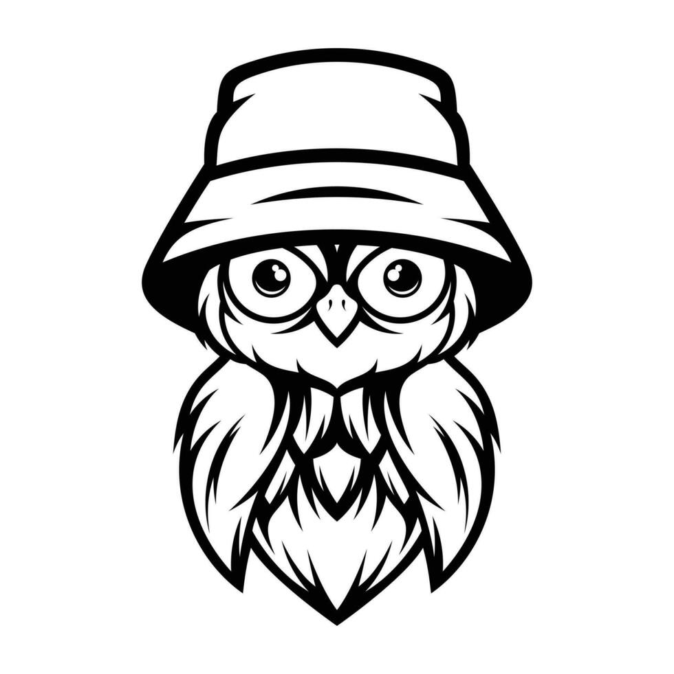 Owl Bucket Hat Outline vector