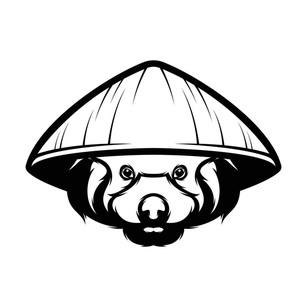 rojo panda granjero sombrero contorno vector