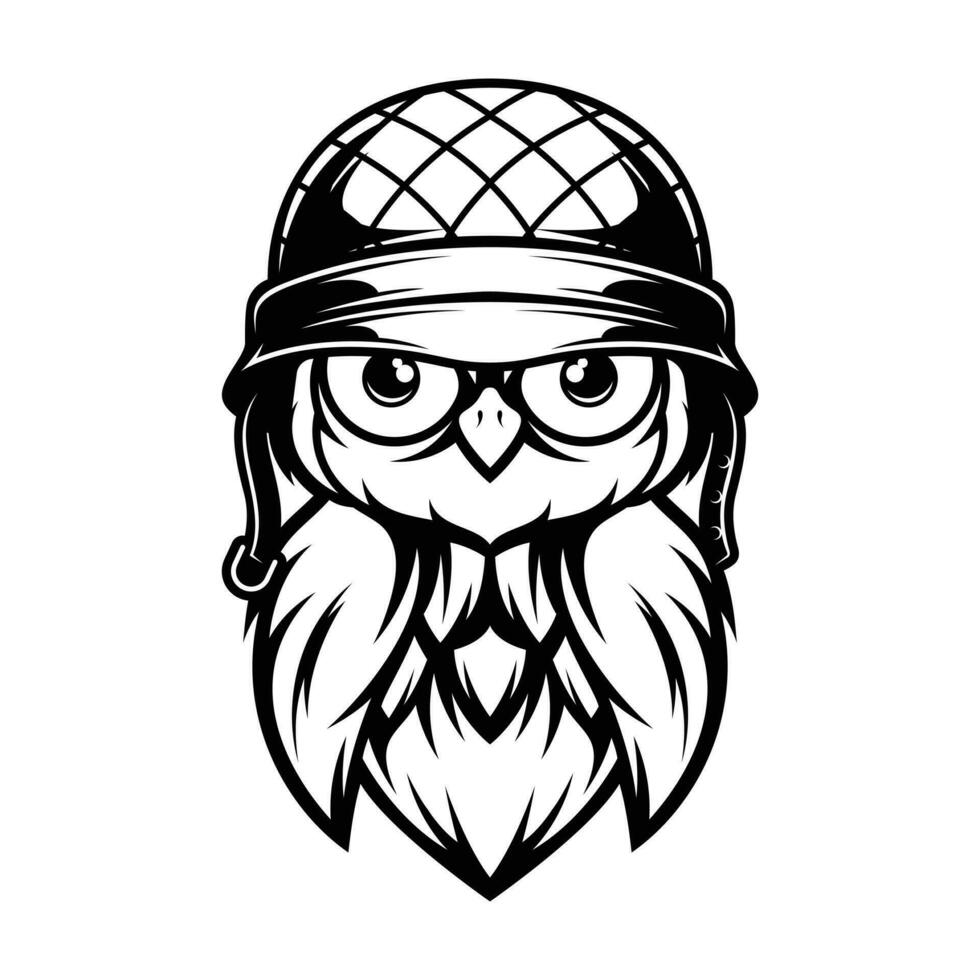 Owl Soldier Outline vector