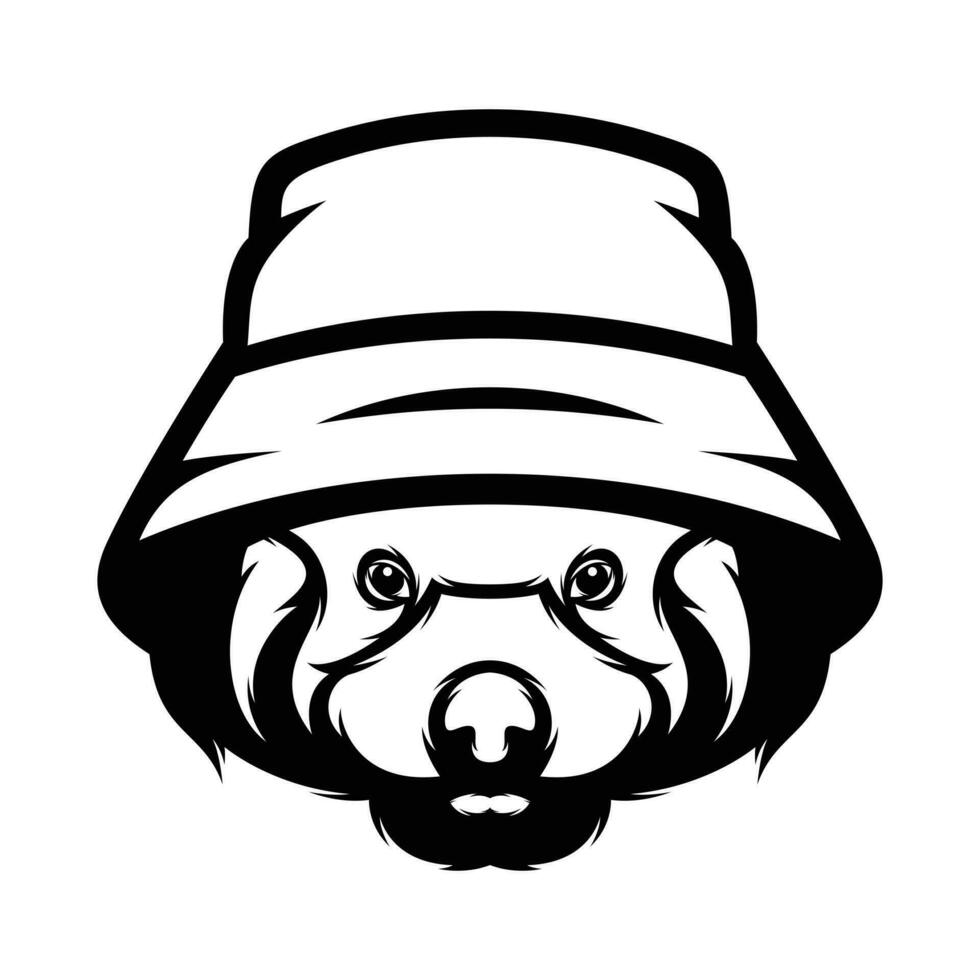 Red Panda Bucket Hat Outline vector