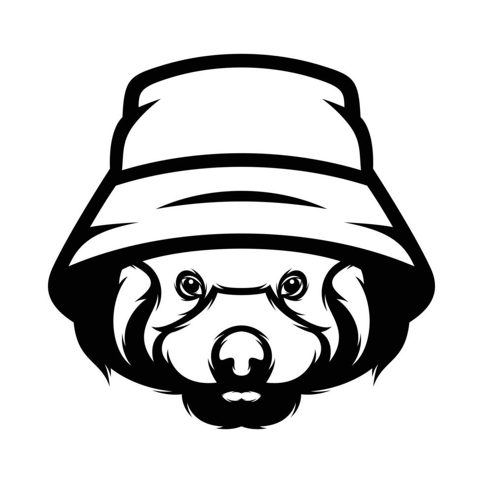 Red Panda Bucket Hat Outline vector