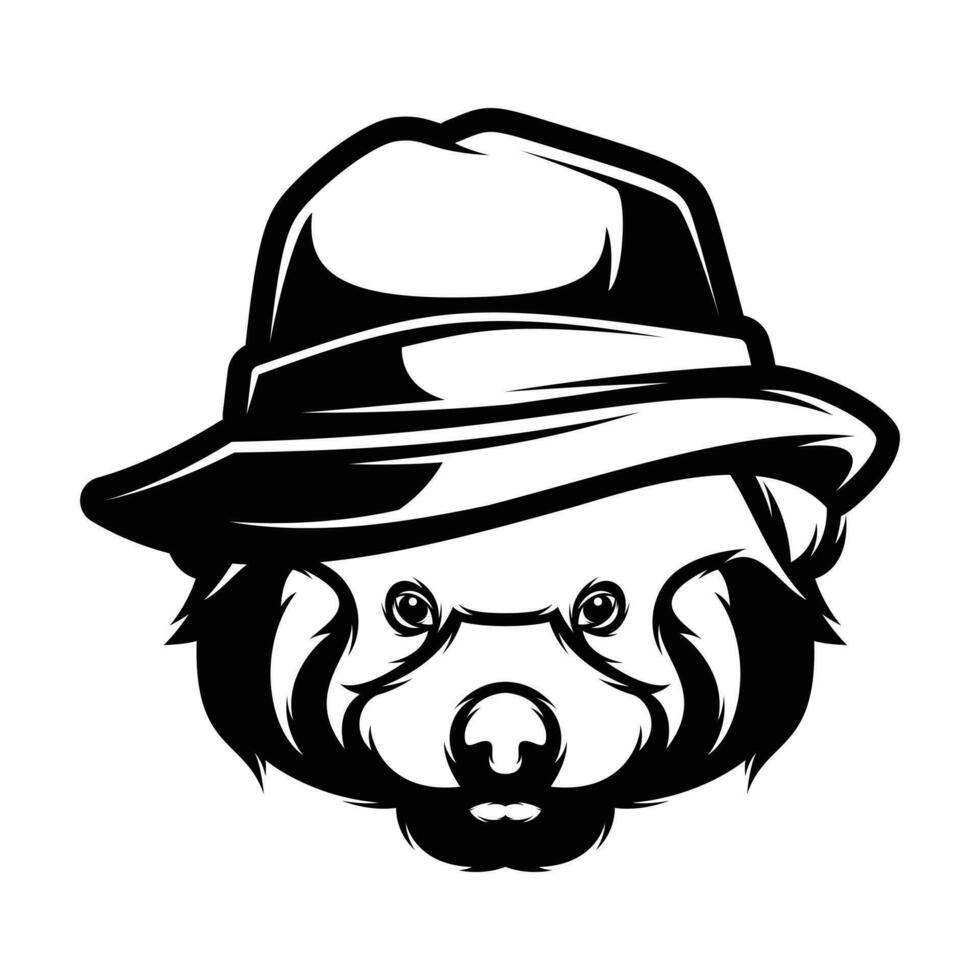 rojo panda fedora sombrero contorno vector