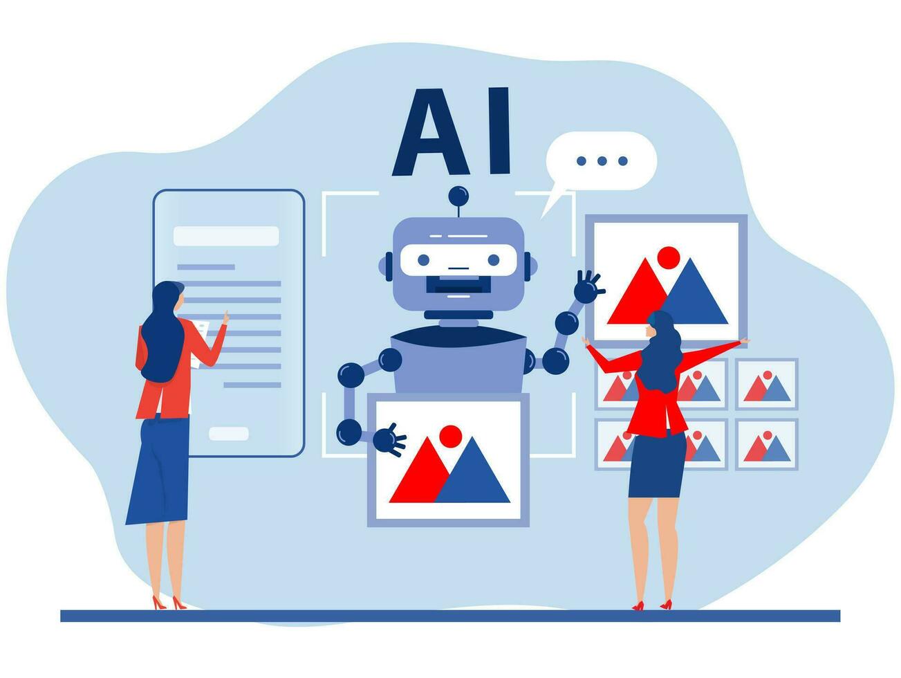 Business industry AI prompt engineer or AI chatbot to create a text or an image Prompt engineering of using artificial intelligence and photo processing vector