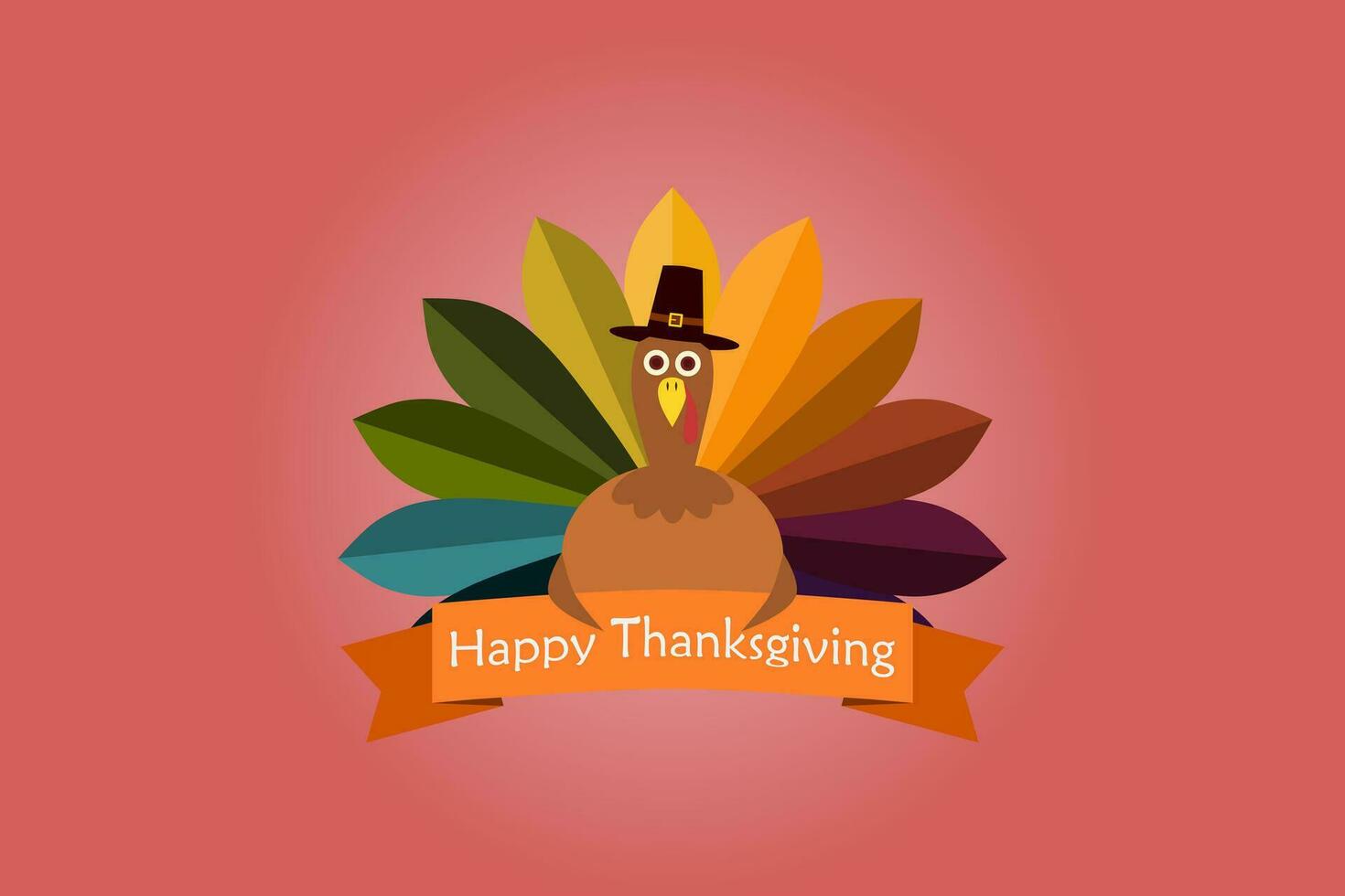 Celebration of Thanksgiving Day with turkey bird. Happy Thanksgiving Day Greeting Card design. vector