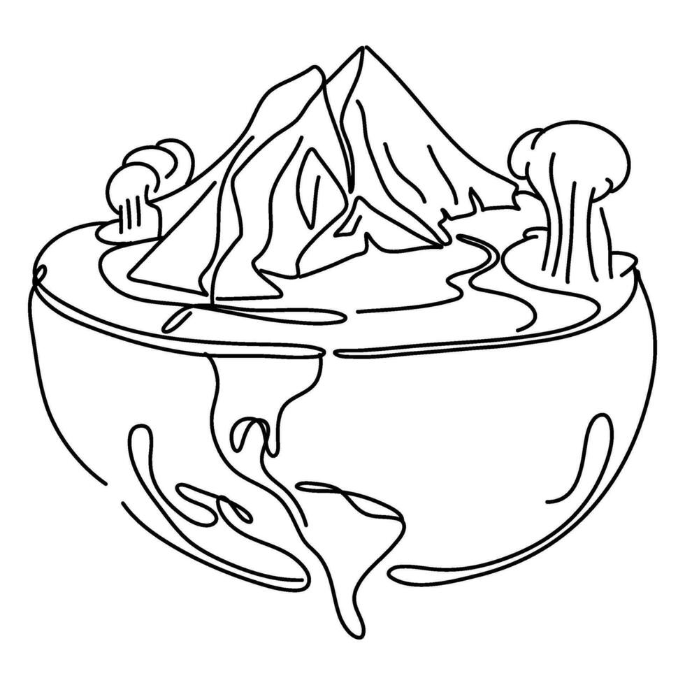 Flat Illustration Global Warming shows the Earth with a layer of green surrounding it. This layer represents the Earth's atmosphere, which helps to keep the planet warm by trapping solar radiation. vector