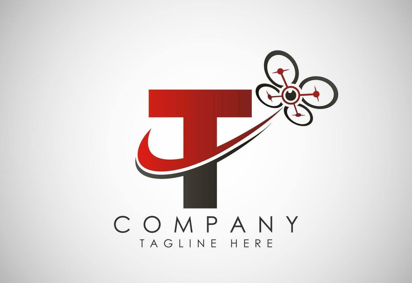 Letter T drone logo design vector template. Drone technology logo sign symbol