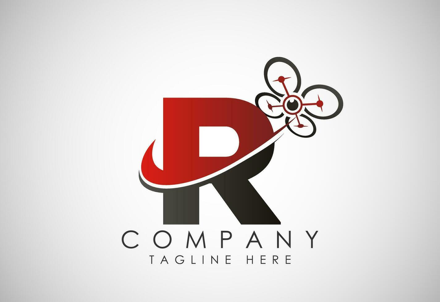 Letter R drone logo design vector template. Drone technology logo sign symbol