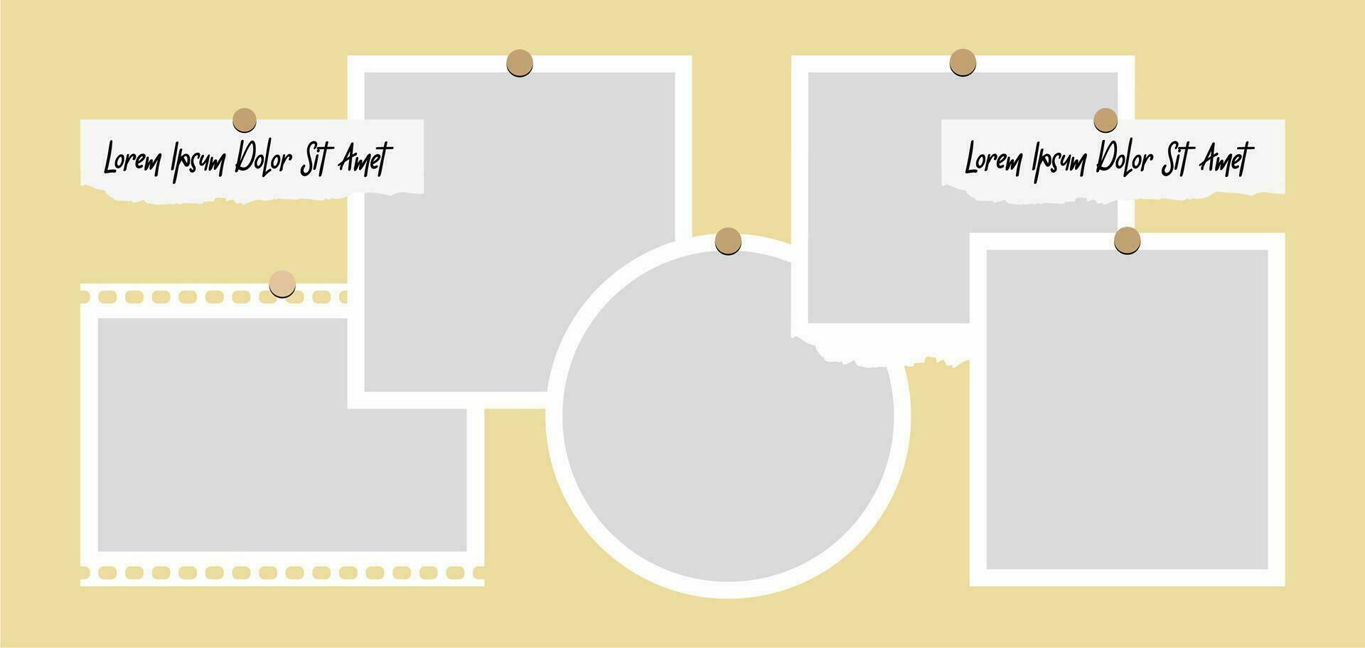 Pictures or photos frame collage. comics page grid layout abstract photo frames and digital photo wall template vector
