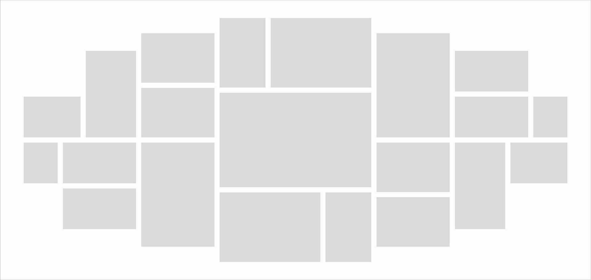 Pictures or photos frame collage. comics page grid layout abstract photo frames and digital photo wall template vector