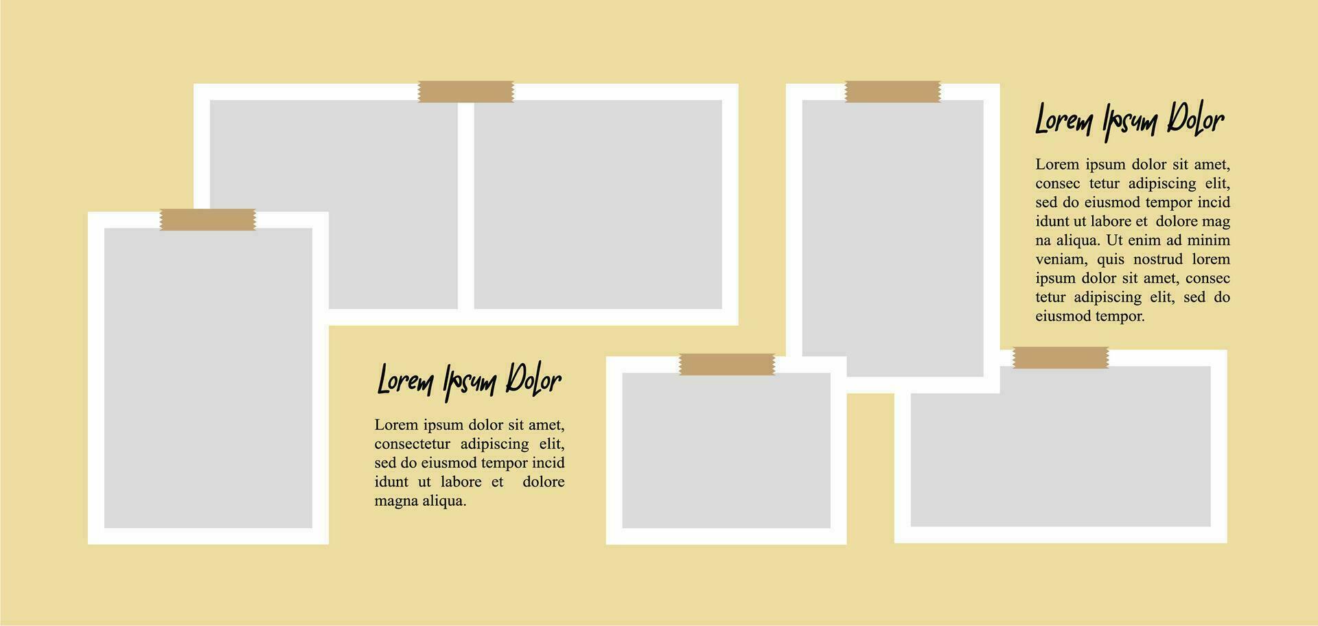 Pictures or photos frame collage. comics page grid layout abstract photo frames and digital photo wall template vector