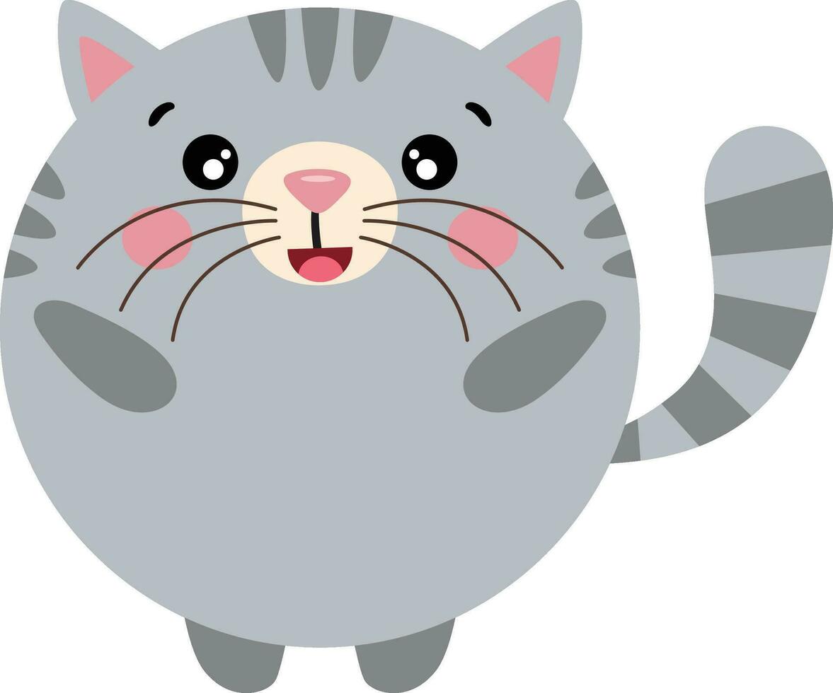 Cute cat with round body vector