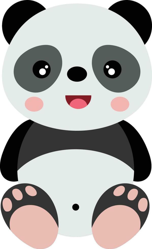 linda pequeño panda sentado aislado vector