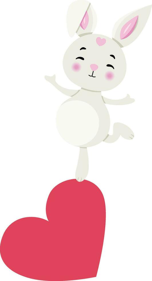 Cute rabbit on top of heart vector