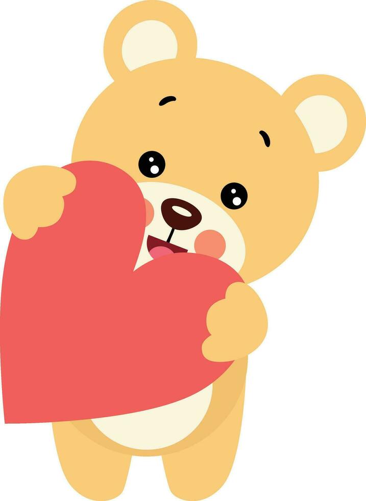 Cute happy teddy bear holding a heart vector