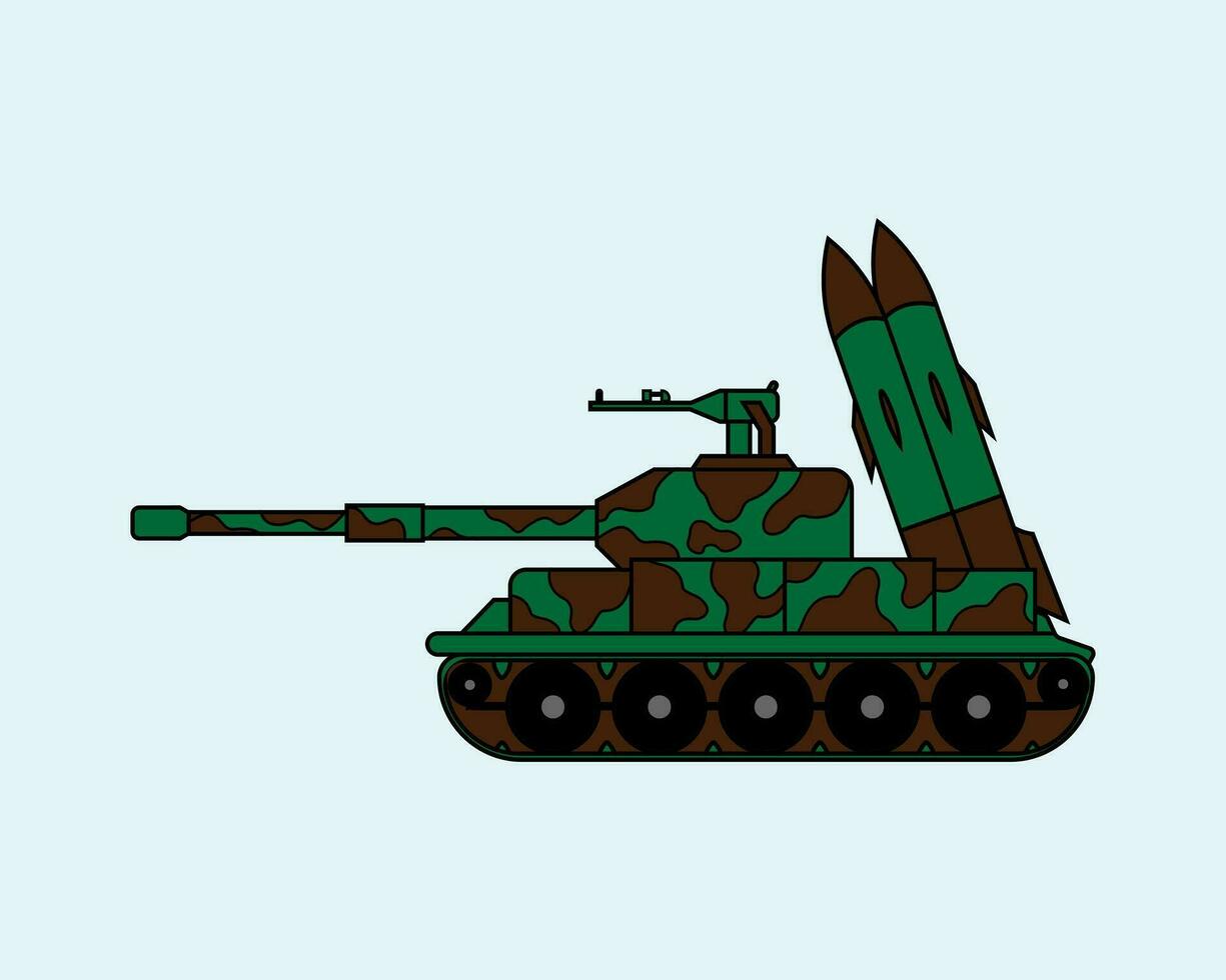 Cartoon Tank icon illustration template for many purpose. Drawing lesson for children. Vector illustration