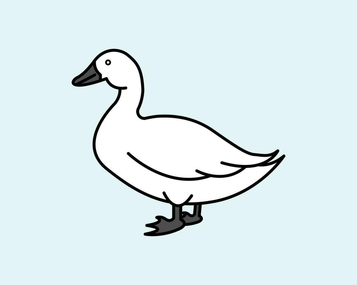 Cartoon duck icon illustration template for many purpose. Drawing lesson for children. Vector illustration