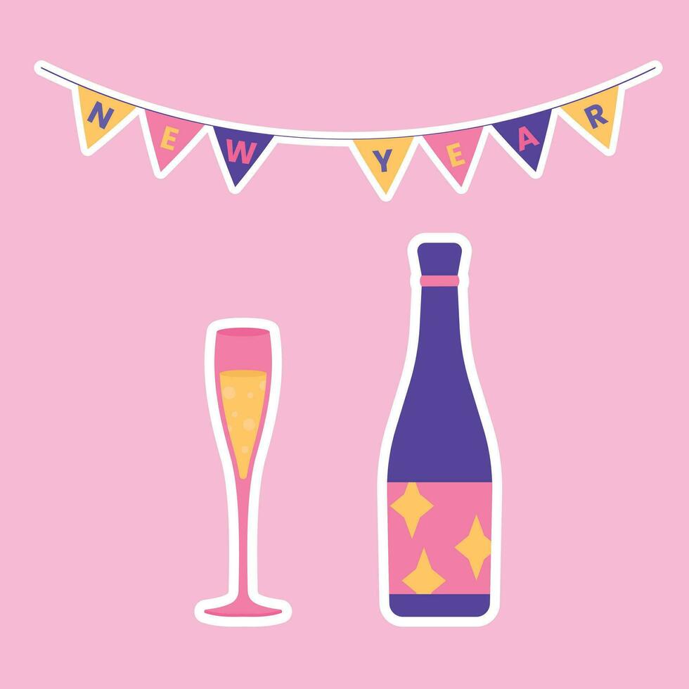 New Year Celebration theme vector art. Decoration in simple art style