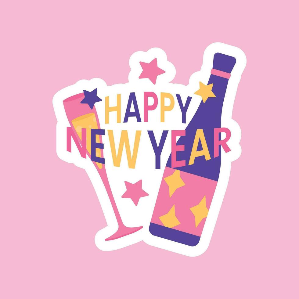 New Year Celebration theme vector art. Decoration in simple art style