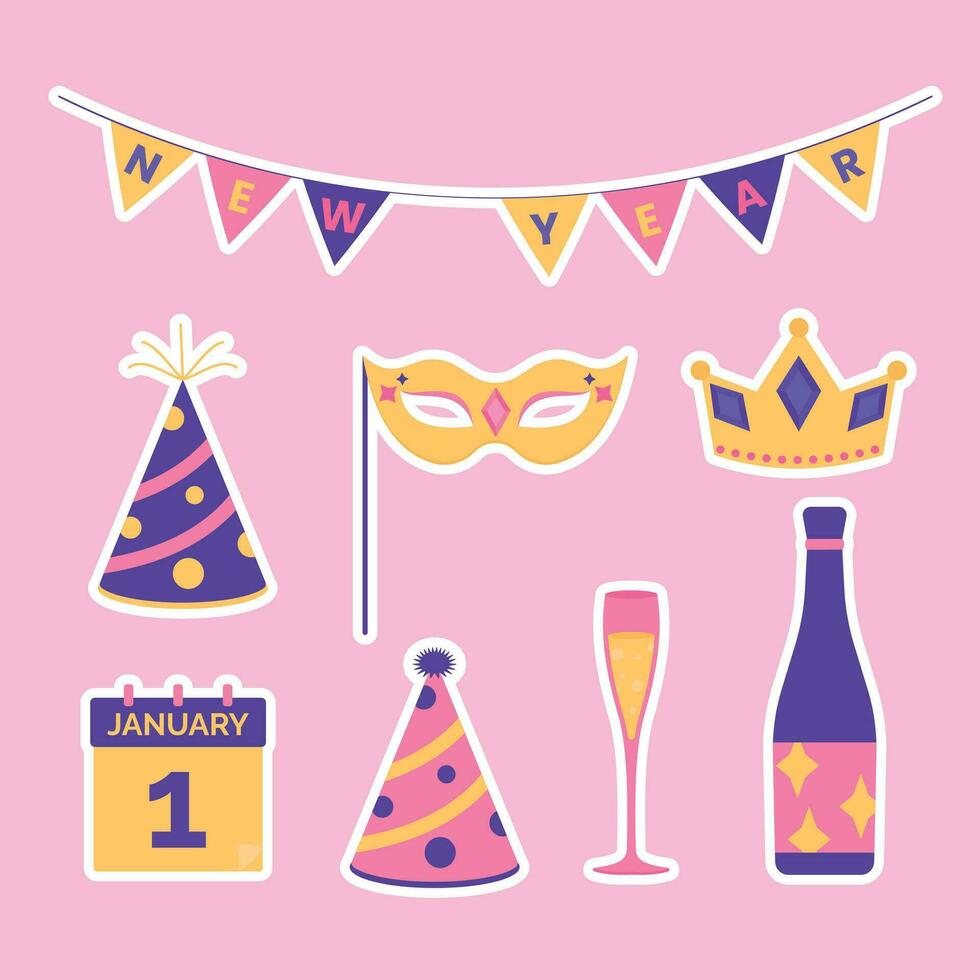 New Year Celebration theme vector art. Decoration in simple art style
