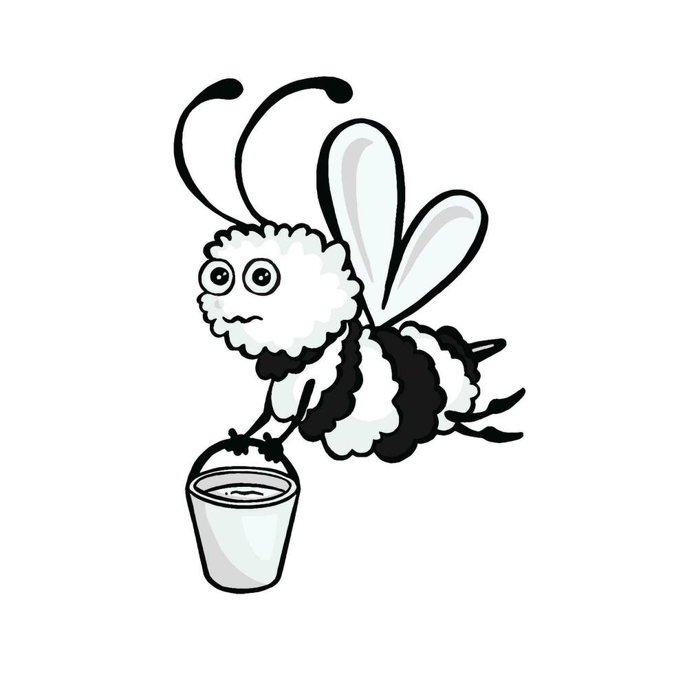 Bee carrying a bucket of honey, vector illustration