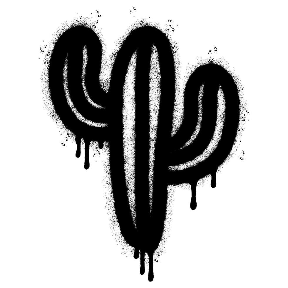 Spray Painted Graffiti cactus icon Sprayed isolated with a white background. vector